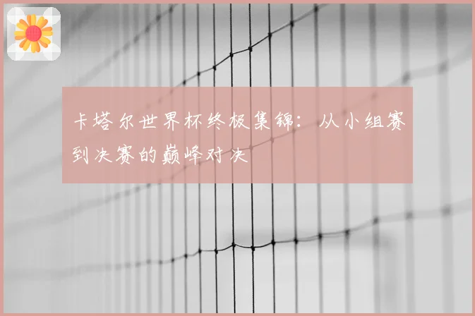 卡塔尔世界杯终极集锦:从小组赛到决赛的巅峰对决